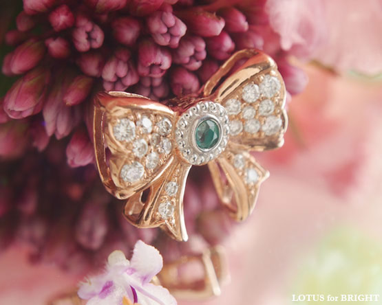 パライバトルマリン　K18ピンクゴールドリボンダイヤモンドネックレス