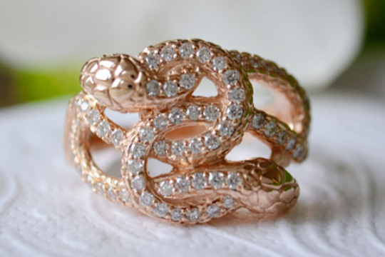 スネークK18ピンクゴールドダイヤモンドリング