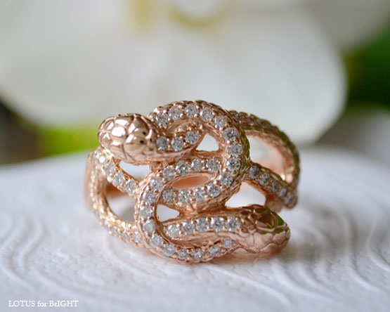 ソウルメイトスネークK18ピンクゴールドダイヤモンドリング