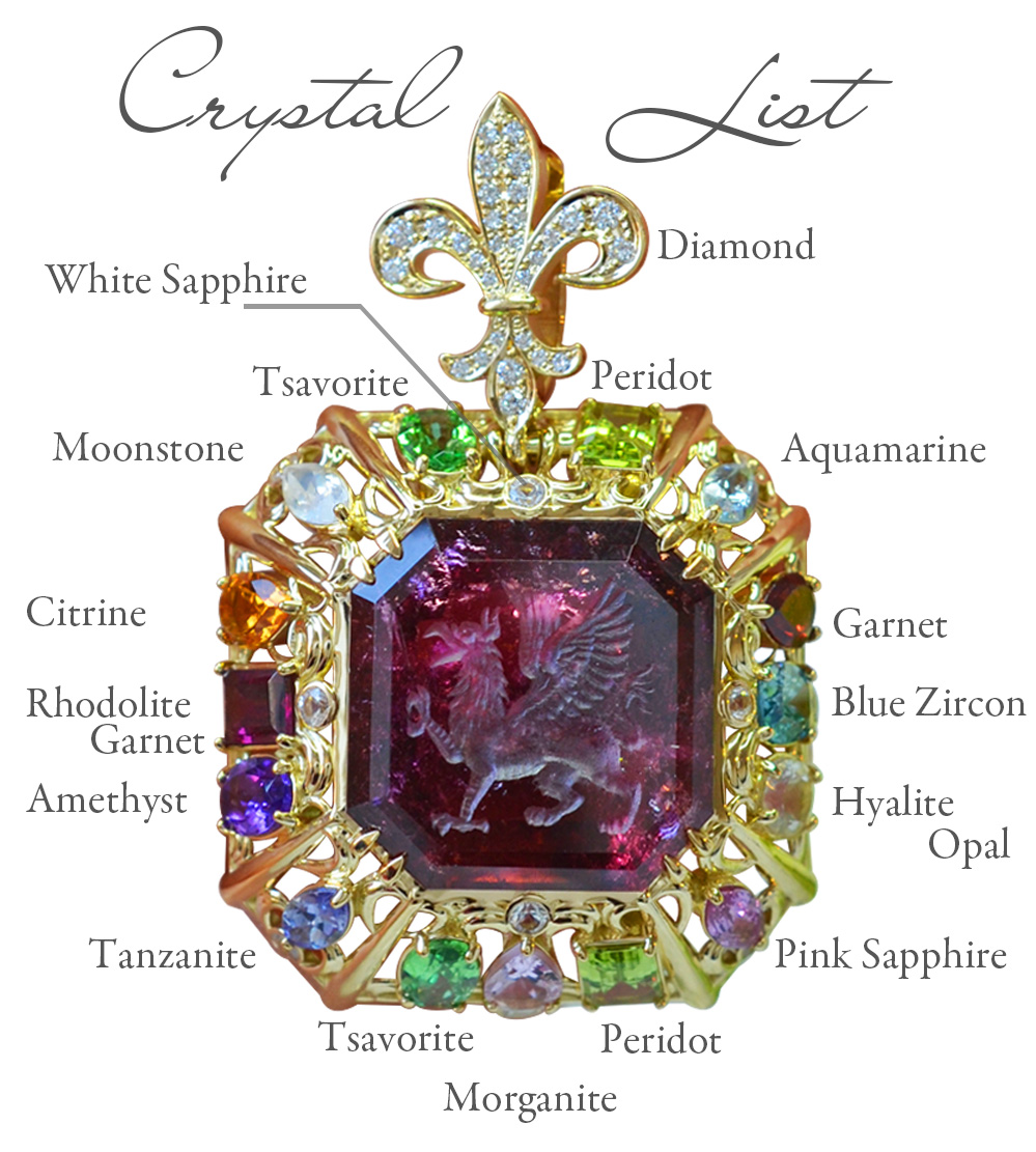 グリフィンインタリオビジュージュエリークリスタルリスト