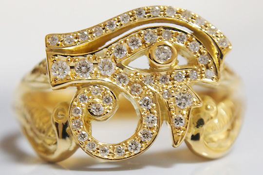 エジプシャンデザイン　ウジャトK18ダイヤモンドリング