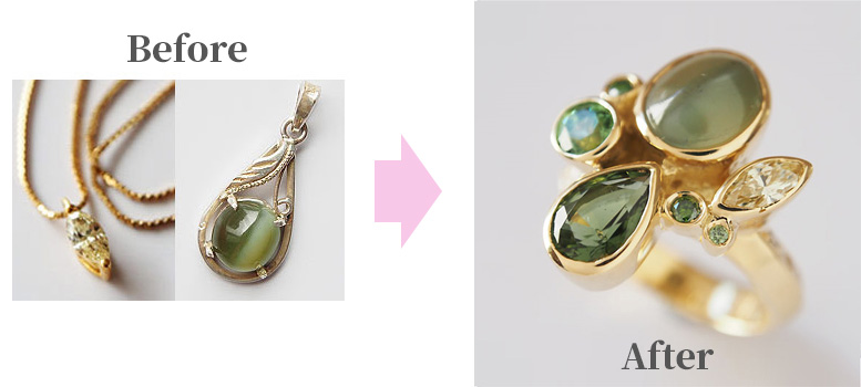 リフォームジュエリー作品例